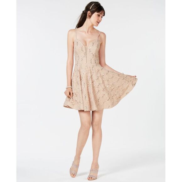 Speechless Juniors Sequin Embellished Lace Dress - Picture 1 of 4